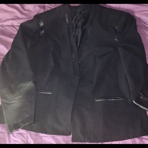 Ashley Stewart black open-front blazer